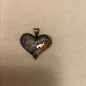 Silver Jezlaine puffy heart pendant necklace